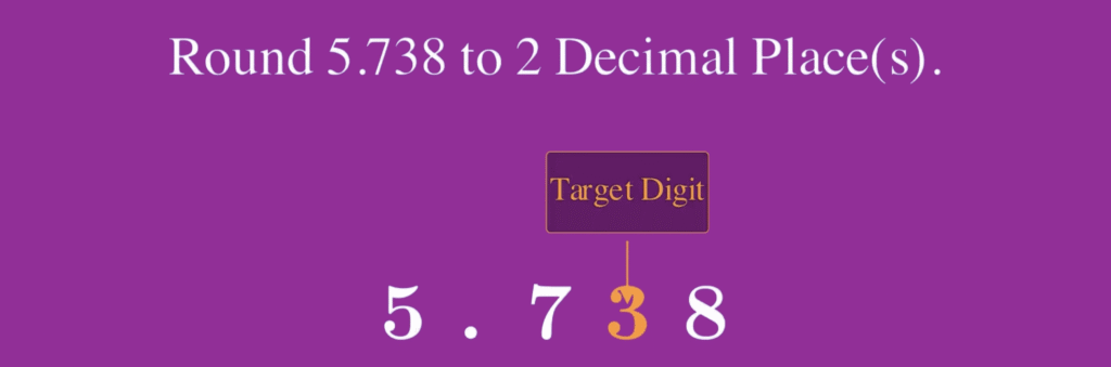 round to two decimal places: target digit